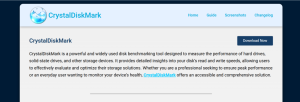 What does CrystalDiskMark measure in SSDs?